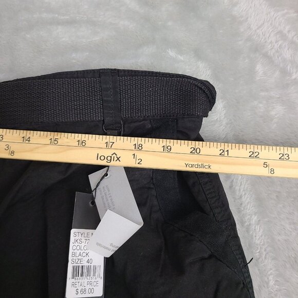 Galaxy By Harvic Men's Black Belted Waist Drawstring Hem Cargo Shorts 40‎ - Picture 9 of 11